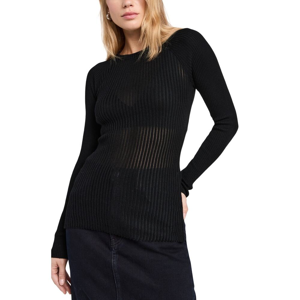 Rag & Bone Ribbed Black Dorit Crew Sweater Size S